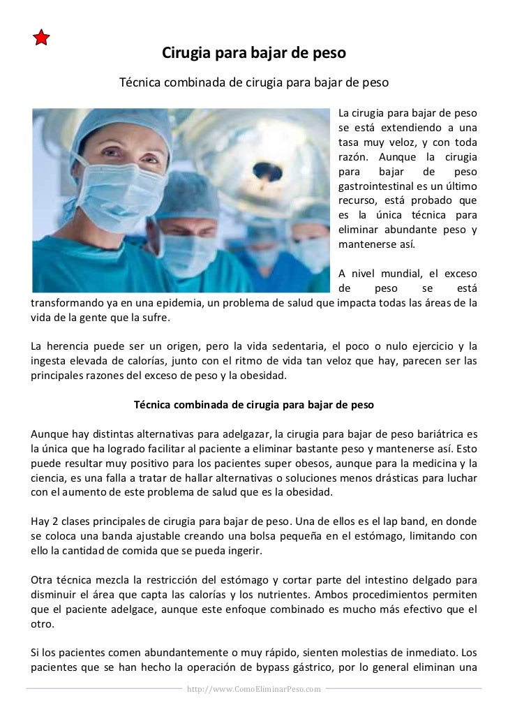 Lo ultimo en cirugia para bajar de peso